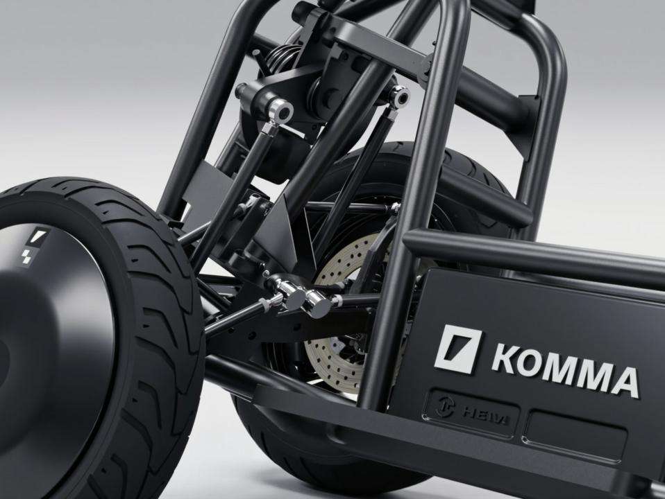 AMFI e Komma/ nuovo veicolo elettrico logo komma su veicolo